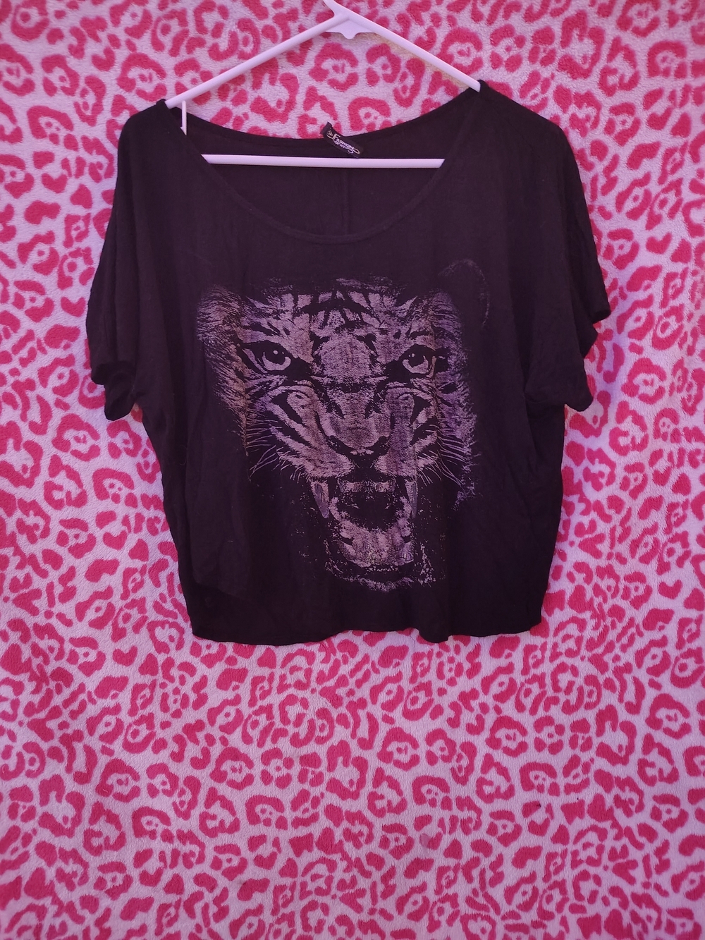 Graphic Tiger Print Black Women's Top